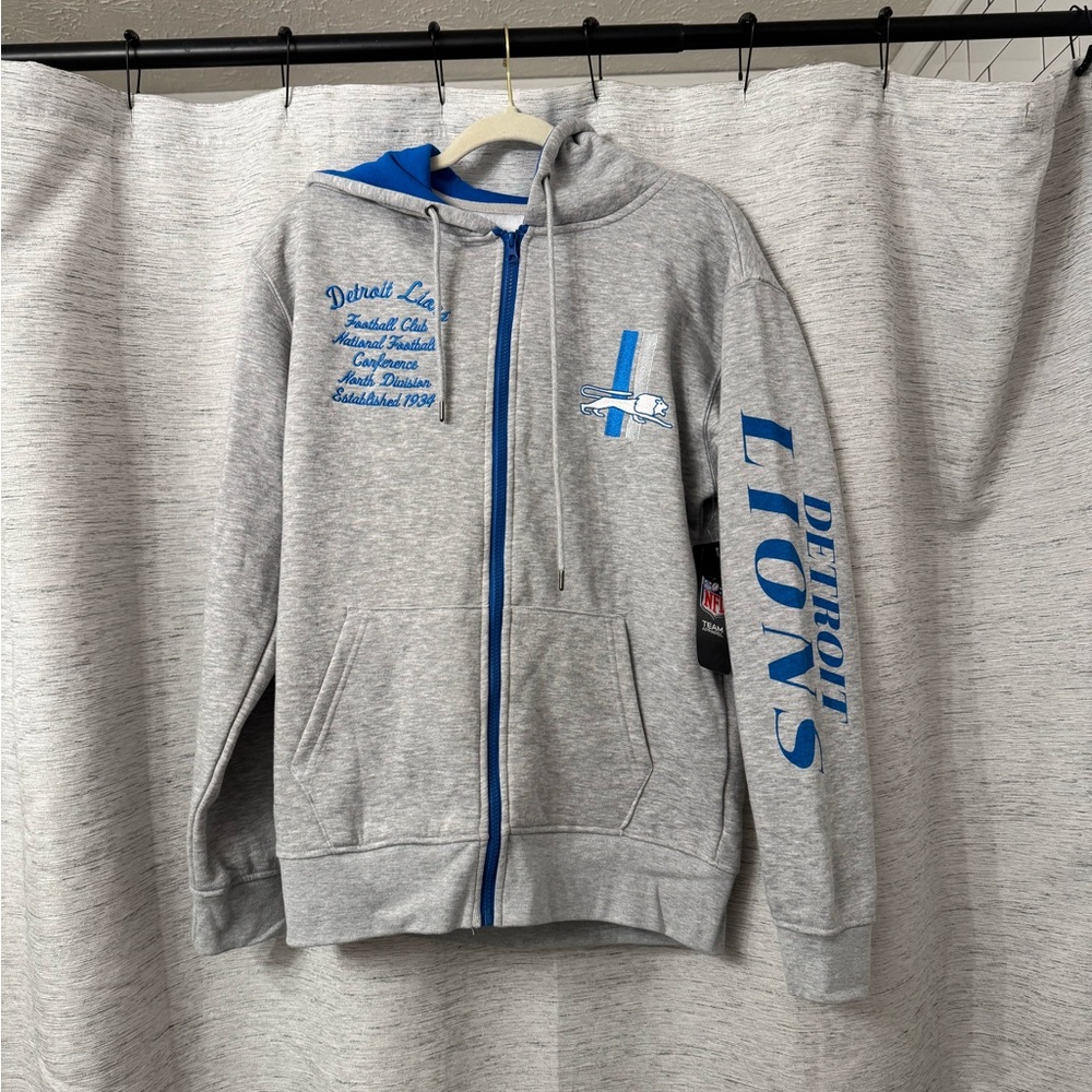 Gray and Blue Detroit Lions Hoodie